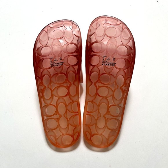 NWOB COACH Ulyssa Transparent Slide Tangerine Ombre Flats Rubber Pool - Picture 6 of 8